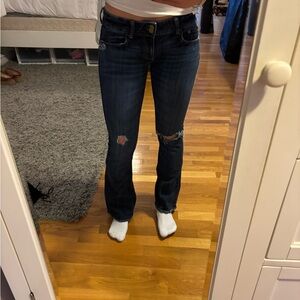 Women's Dark Blue Distressed Jeans